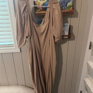 Free People Brown Jumpsuit with Bishop Sleeves